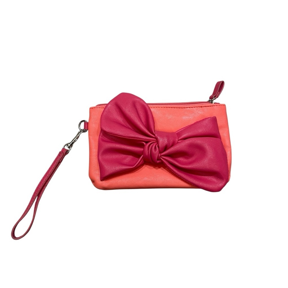 Candies Y2K 2000’s Fashion Bow Wristlet Zip Pouch Pink and Peach